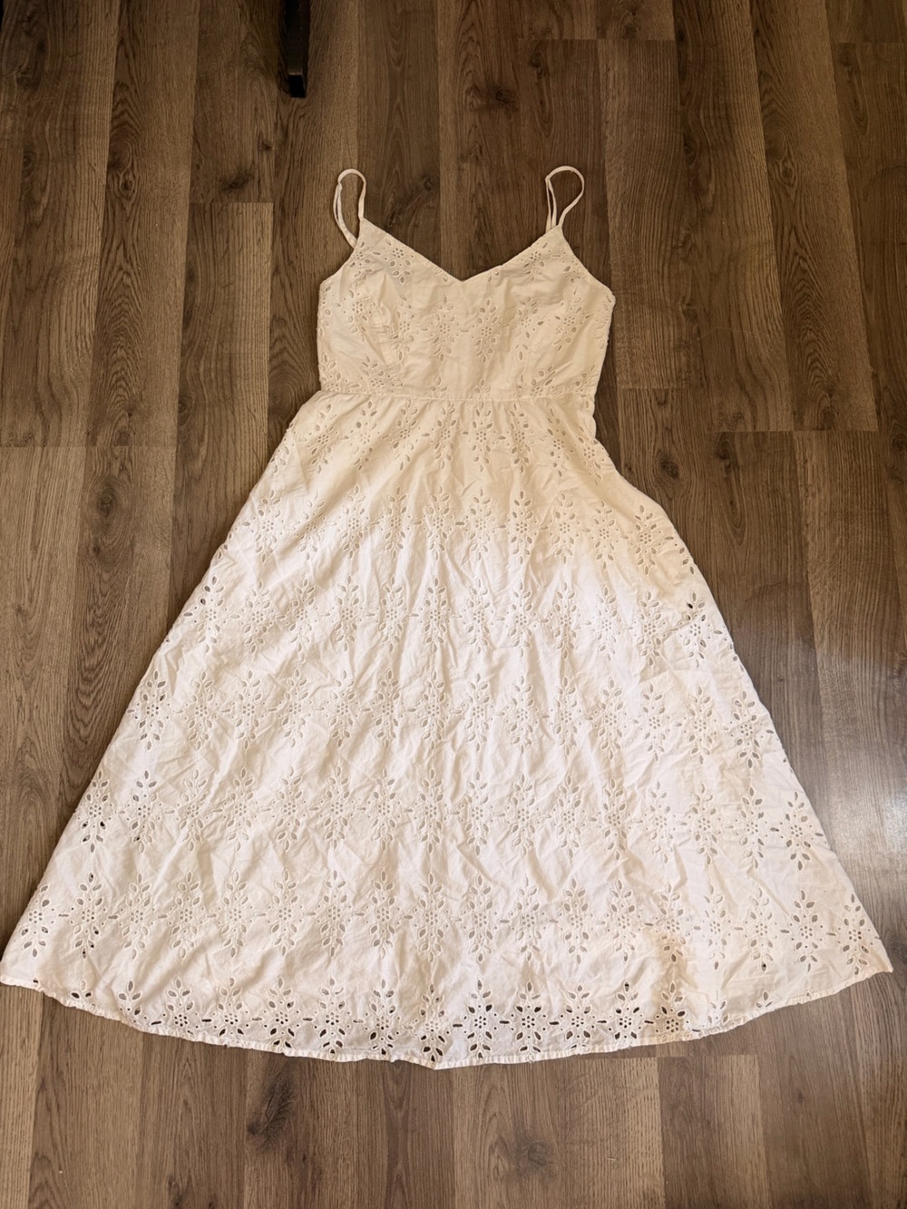 Old Navy White Eyelet Spaghetti Strap Midi Dress